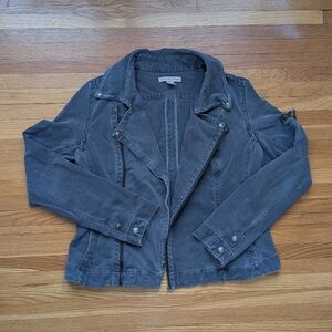 Peyton Jensen blue gray moto jacket, size L